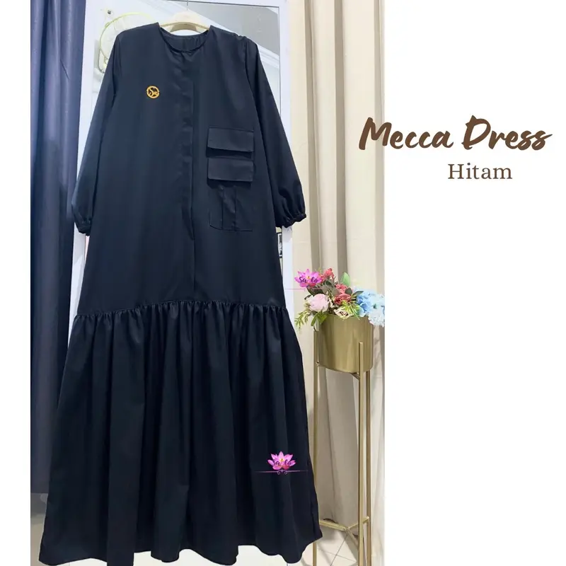 Mecca dress busui resleting full depan bawah mekar tangan karet 4