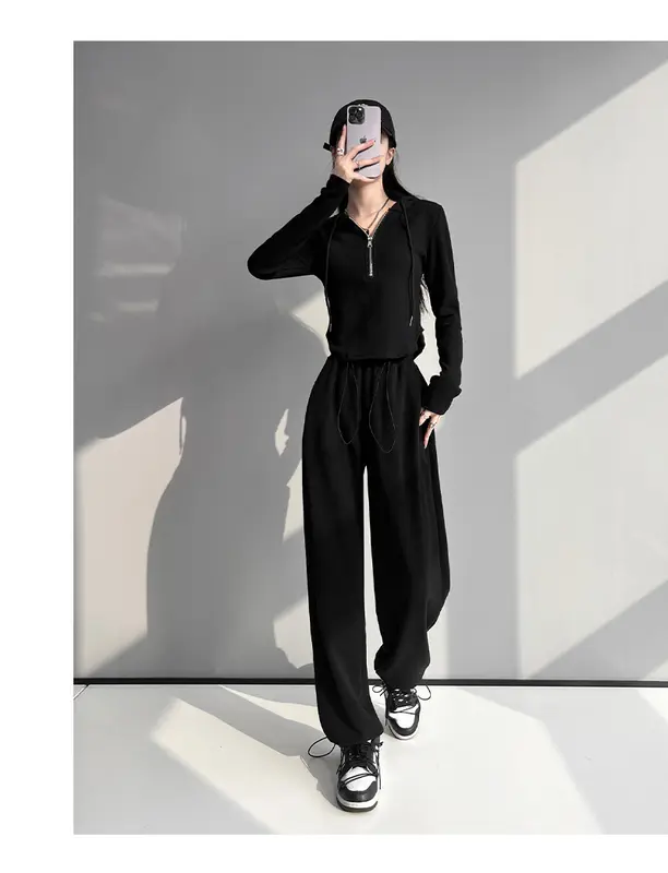 YF001 hoodie wanita |  Zip Front Hoodie |   lengan panjang |  pakaian wanita  |   Fit |   Basic |  Putih |  Hitam | Sweater |  Fleece |  Crewneck Nyaman Simple Baju Oversize Atasan Lembut Sweatshirt 8