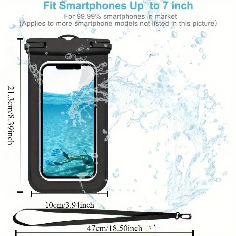 Waterproof Phone Bag, 1 Count Universal Large Capacity Phone Case with Lanyard, Swimming Phone Bag, Phone Accessories for Swimming, Beach, Pool, Unique Phone Cases 2