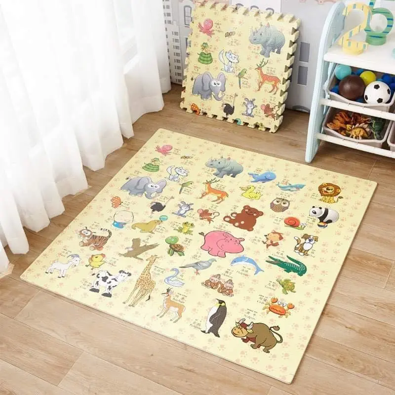 BỘ 4 TẤM thảm xốp ghép trải sàn MẪU THẾ GIỚI MUÔN THÚ HOT 2024 Mới khổ 60x60cm hàng đẹp, hình in sắc nét tặng kèm viền che răng cưa 0