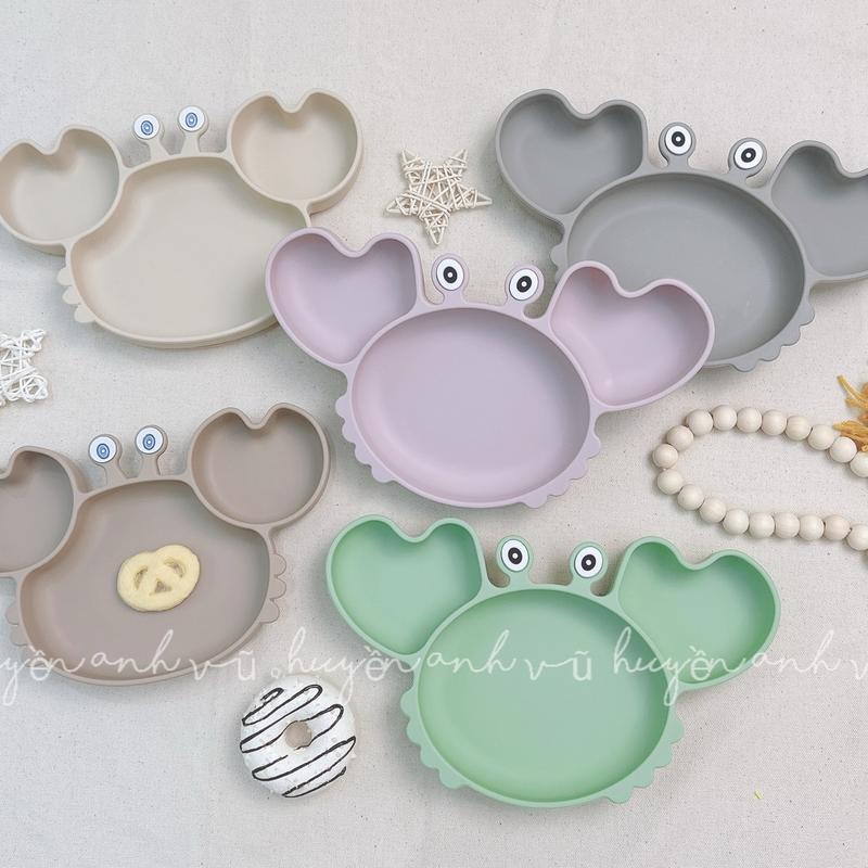 Khay Ăn Dặm Cho Bé Nhiều Hình Đáng Yêu Có Đế Hít Chống Lật Đổ Cao Cấp Silicone Voi