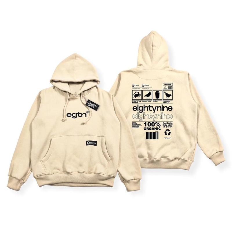 HOODIE PREMIUM EIGHTY NINE WARNA CREAM BE ALIVE MOTIF SIMPEL AESTHETIC 5