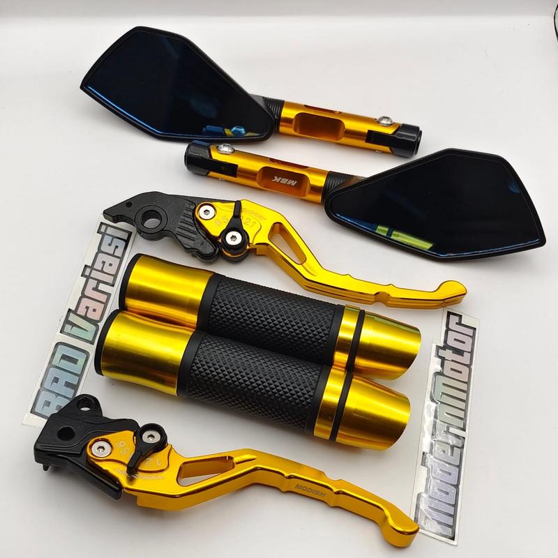 (PAKET MURAH 3in1) SPION Tomok v2 cnc + Handgrip Jalu miring CNC + Handle Rem stelan CNC Nmax PCX Aerox Vixion Beat Mio Vario Tiger Mx Lexi Vario150 R15 v3 Fu Mio j Rx king ADV Freego Beat/Vario 125 CBS - CBS iss 3