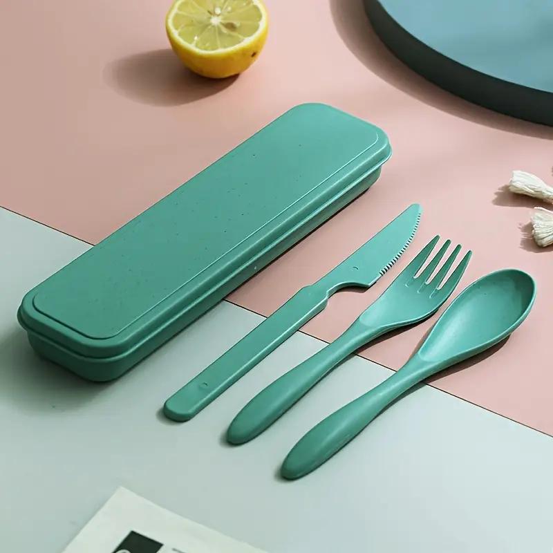 Product Introduction of 3 in 1 Camping Cutlery Set Including Fork, Spoon & Knife with Storage Box, 1 Set Portable Reusable Cutlery Set for Travel Picnic Camping 8