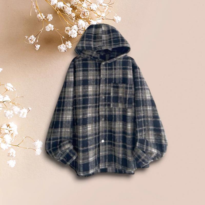 Áo Khoác Sơ Mi Cúc Bấm Vải Caro nỉ Thân Áo 1 lớp Mỏng nhẹ Và Vải Cotton Nỉ 1 lớp Dày Dặn Fom Dài Sọc CaRo Che Nắng Cách Nhiệt Tốt mẫu 2024 BẢO ĐĂNG SMKT Nữ Top Women Jacket