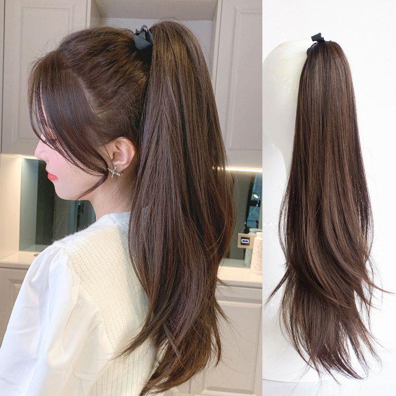 Ekor Kuda Palsu untuk Wanita, Gaya Ikat, Rambut Panjang, Rambut ...