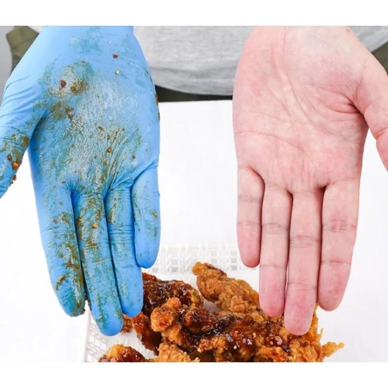 Product Introduction of 100PCS Disposable Blue Nitril Gloves Latex Free Waterproof Durable Suitable for Kitchen Food Processing Beauty SalonFamily 4