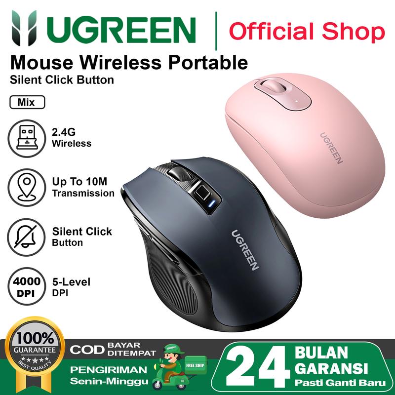 Mouse Wireless Bluetooth UGREEN 2.4GHz Silent Klik 5Level 1000-4000DPI 1