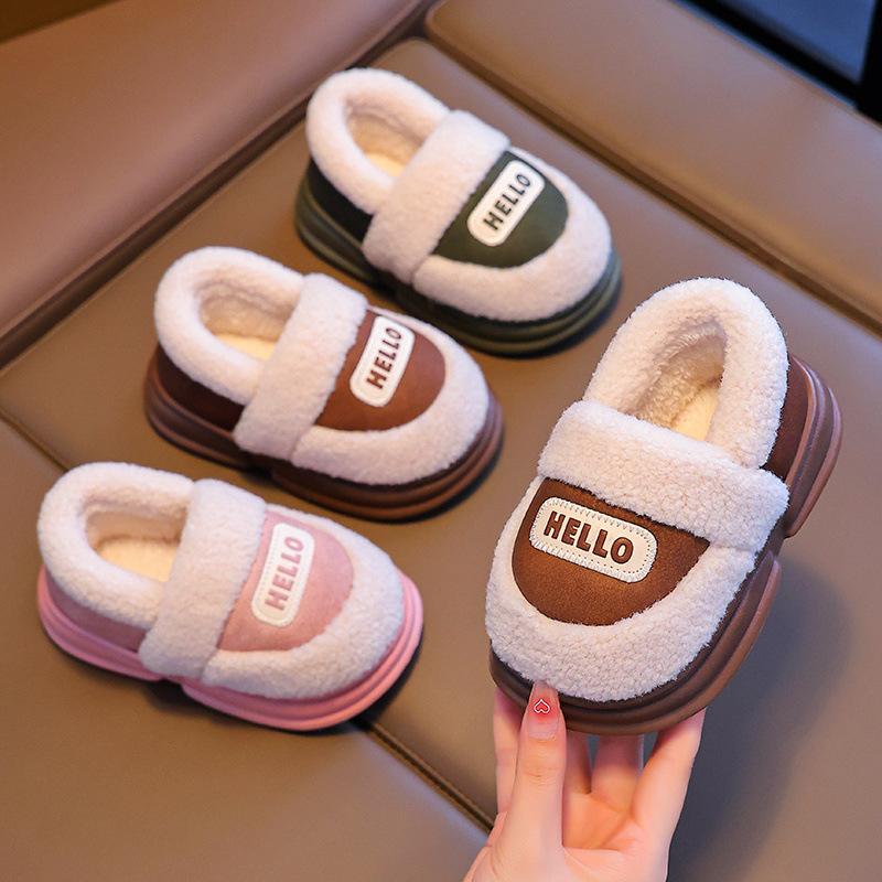 Giày Bông Phối Lông Cừu Hello  Bé   Đế Eva Cực Mềm Mịn, Êm Ái, Giữ Ấm Siêu Tốt dép giày  rọ