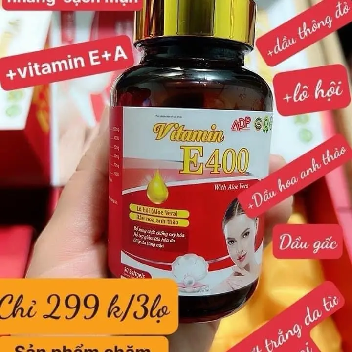 Viên uống Vitamin E đỏ 400mg, cân bằng nội tiết tố, giảm nám mụn tàng nhang - Lọ 30 viên 3