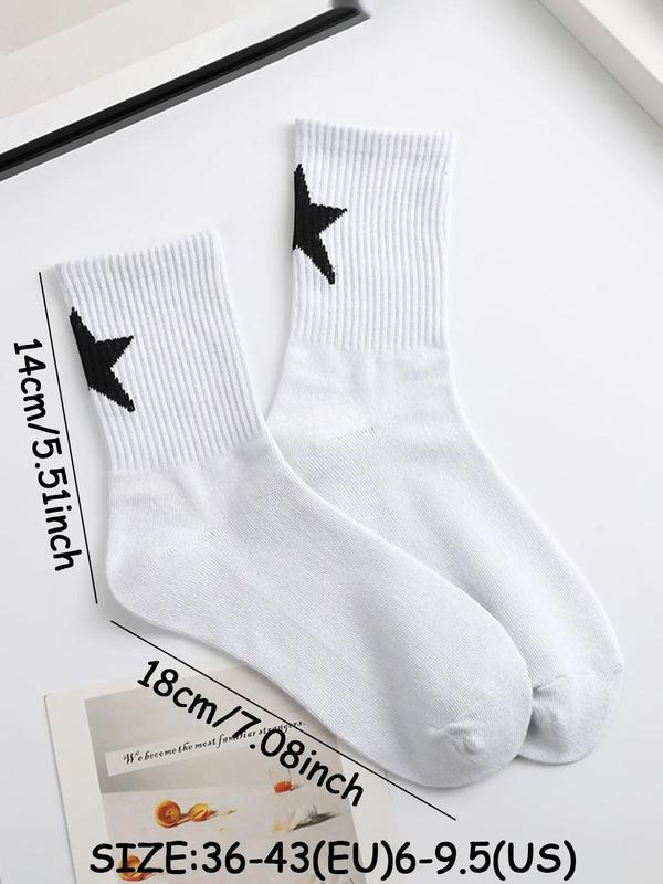 Unisex Star Print Over The Calf Socks, Casual Comfy Breathable Socks for Daily Wear, Men's Socks for All Seasons 1