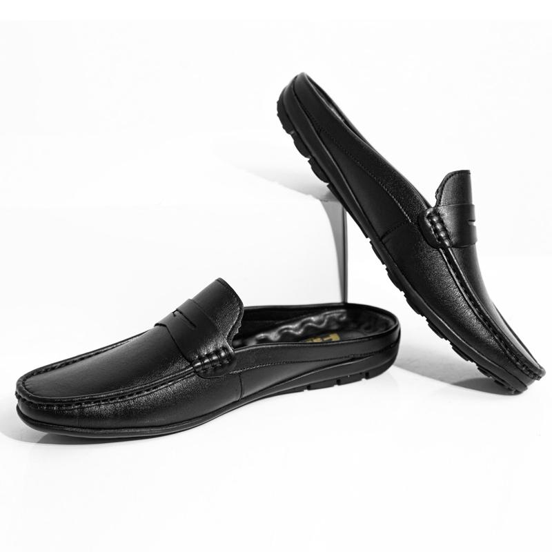 Giày Sục LDS02 - Giày sục nam da bò giày đạp gót đế cao su giúp chống trơn trượt màu đen có đủ size 38-43