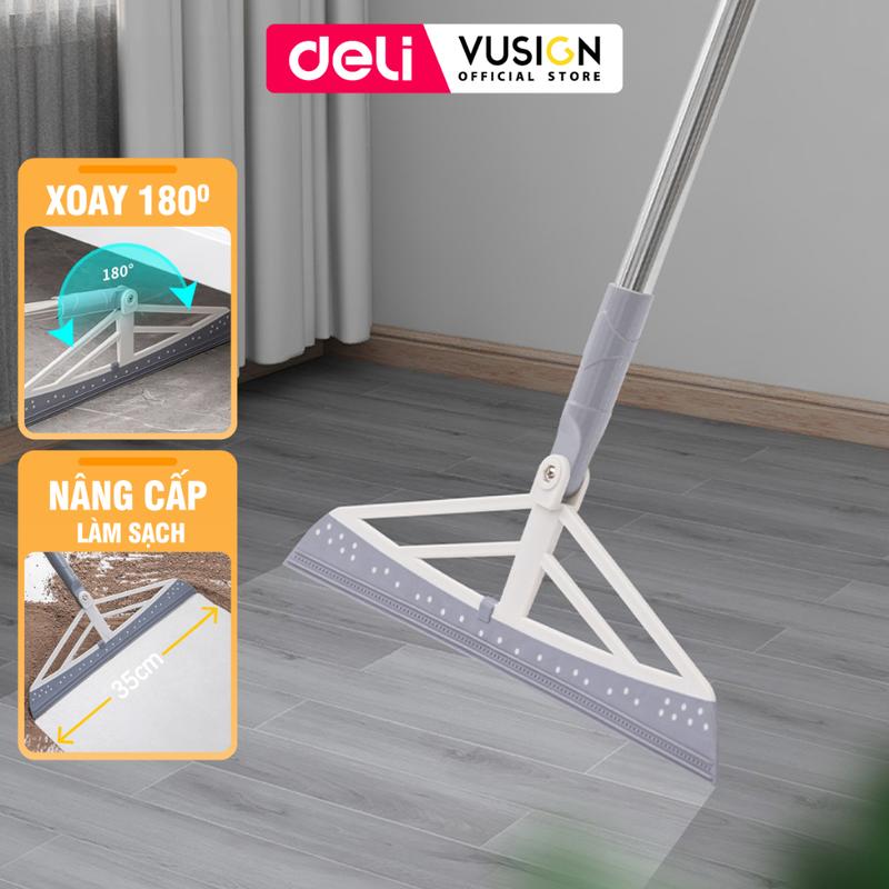 Chổi quét sàn kèm gạt nước silicon chổi quét đa năng Deli nhà tắm phòng khách cây gạt nước đa năng cây quét sàn chà sàn Inox Đồng