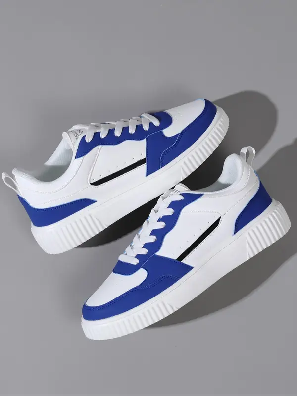 Men's Colorblock Lace Up Low Top Sneakers, Casual Comfortable Breathable Sports Running Shoes, Male All-match Round Toe Shoes for Daily Wear 1