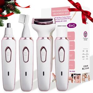 4 in 1 Electric Eyebrow Trimmer, 1 Box USB Rechargeable Eyebrow Shaver & Replaceable Heads & USB Cable, Facial Hair Removal Tool for Women, Christmas, Fall, Ideal Winter Gift