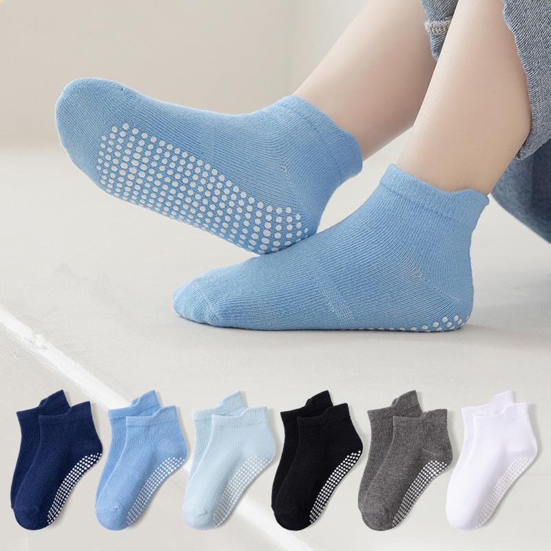 6 Pairs 0-5 Years Old Non-Slip Kids Socks with Grip Little Girls Boys Ankle Socks Infants Toddlers Children Floor Socks 0