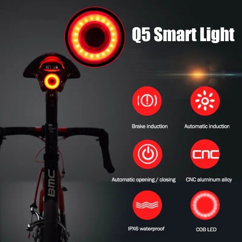 ROCKBROS Lampu Belakang Smart Bicycle Brake Light Sensor Q5 Original 0