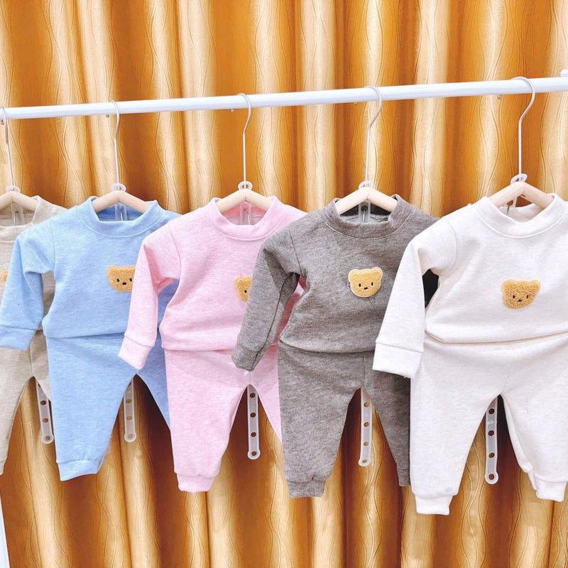 Combo 3bộ len lông thỏ in hinh hoặc in gấu cho bé trai bé gái size từ 2-6(5-15kg) Heo Voi,