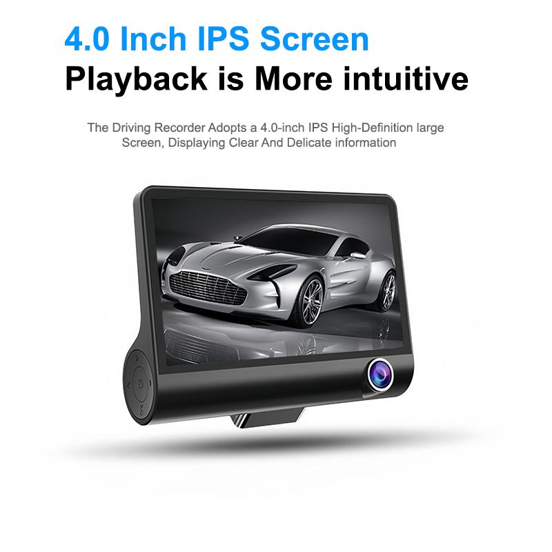 【24-hour shipping+free shipping+COD】3-lens car driving recorder 4-inch FHD 1080P automatic recorder 170 ° parking monitor rear camera camera registration device 2