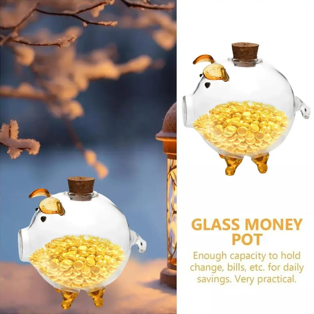 Đồ Trang Trí Con Heo Thủy Tinh Trong Suốt, Cỡ Nhỏ, Ngân Hàng Tiền, Ngân Hàng Trang Trí, Ngân Hàng Trong Chậu, Thiết Kế Hình Heo Động Vật, Lọ Trong Suốt, G9L4