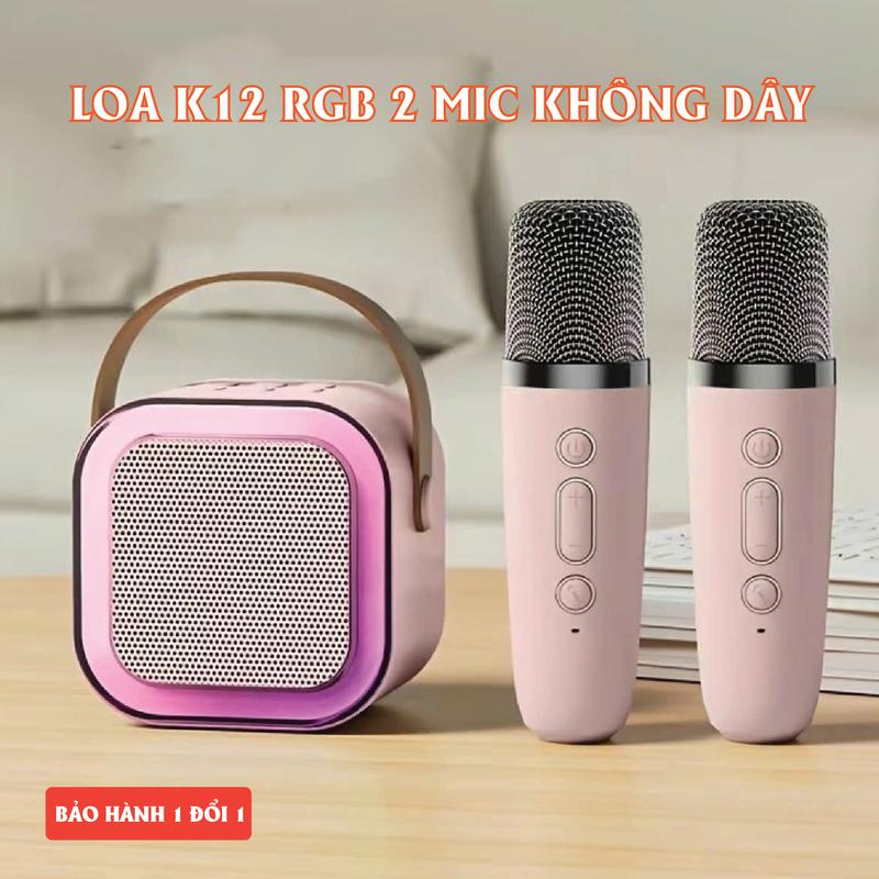 Loa Bluetooth Karaoke Mini K12 công suất 10W – CÓ ĐÈN LED – Loa hát karaoke 2 mic. Loa K12, Loa mini, Loa Karaoke, Loa máy tính