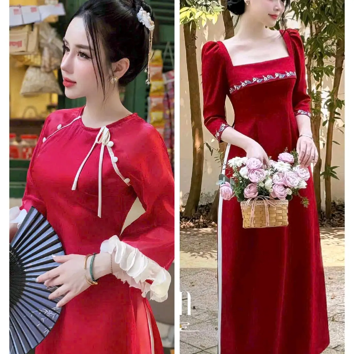Hana set áo dài  cho con bú chất liệu zen đẹp trẻ trung có áo dài bé
