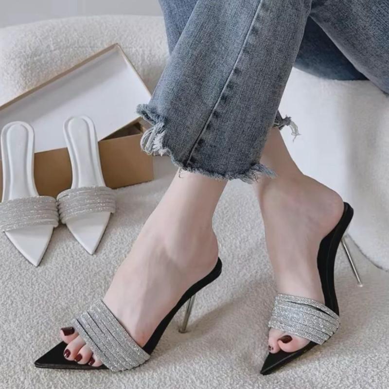 Giầy cao gót nữ guốc mũi nhọn bản quai dây xoàng vát ngang êm mềm sang trọng gót cao 7 p và 9 p.Chân gầy mỏng lùi 1 SIZE 0
