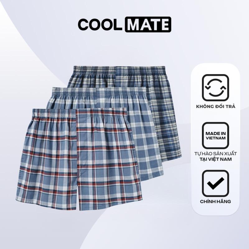 [Không đổi trả] Combo 3 Quần Short Coolmate basics kẻ sọc mềm mại thoáng mát - Coolmate