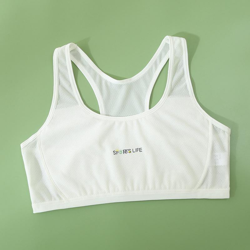 Áo lót bé gái hai lớp dạng lưới thoáng mát áo lá học sinh cấp 1 cấp 2 không đệm bra trẻ em tuổi dậy thì từ 17 đến 50kg