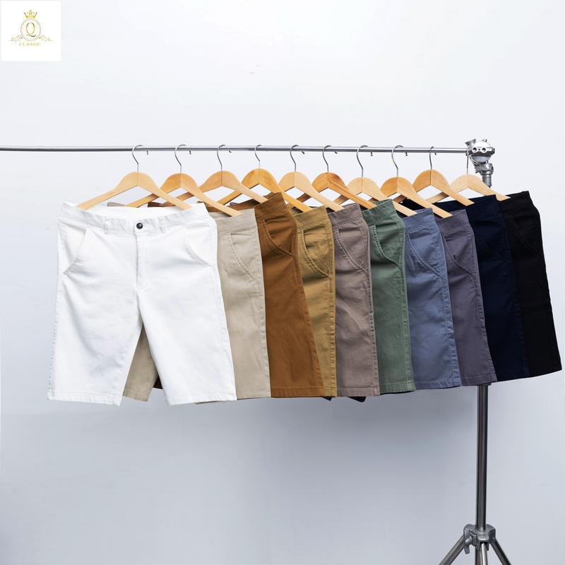 Quần short nam kaki Hàn Quốc QCLASSIC cao cấp chất co giãn, dày dặn mềm mịn, thoáng khí Menswear Quần Lửng Nhung Có Túi