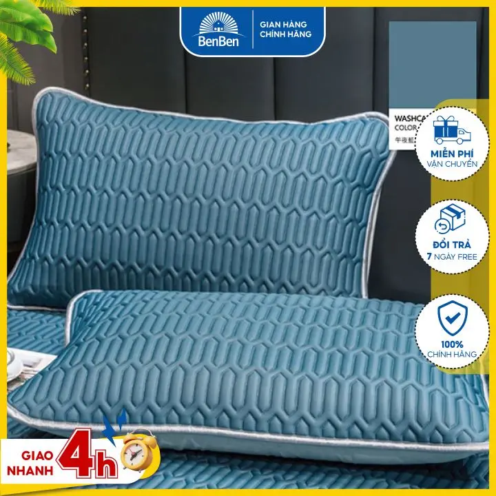 Vỏ gối điều hòa cao su non tencel size 50x70cm, chất liệu mịn mát, giúp bạn có giấc ngủ ngon, áo gối cao su benben 1