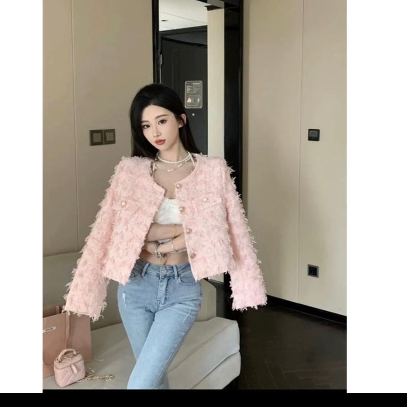 Áo khoác dạ lông crop top form rộng 2