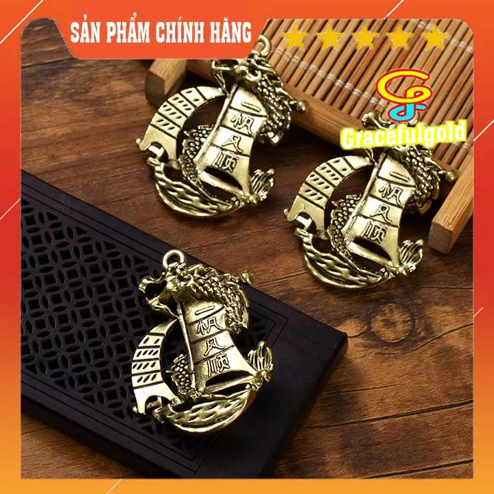 Thuận buồm xuôi gió, đồ chơi trang trí ngày tết, móc chìa khóa nhỏ gọn đẹp bằng đồng 3