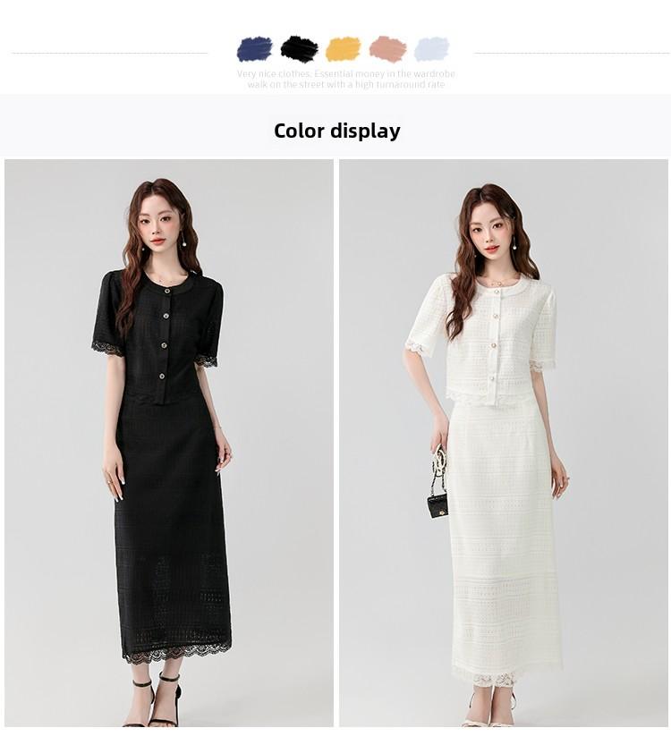 Product Introduction of Exclusive New High-End Dress 2025 Summer New Elegant Small Fragrance Style Heavy Lace Cover-Up Slimming Long Set Dress Luxury Women's Fashion 3