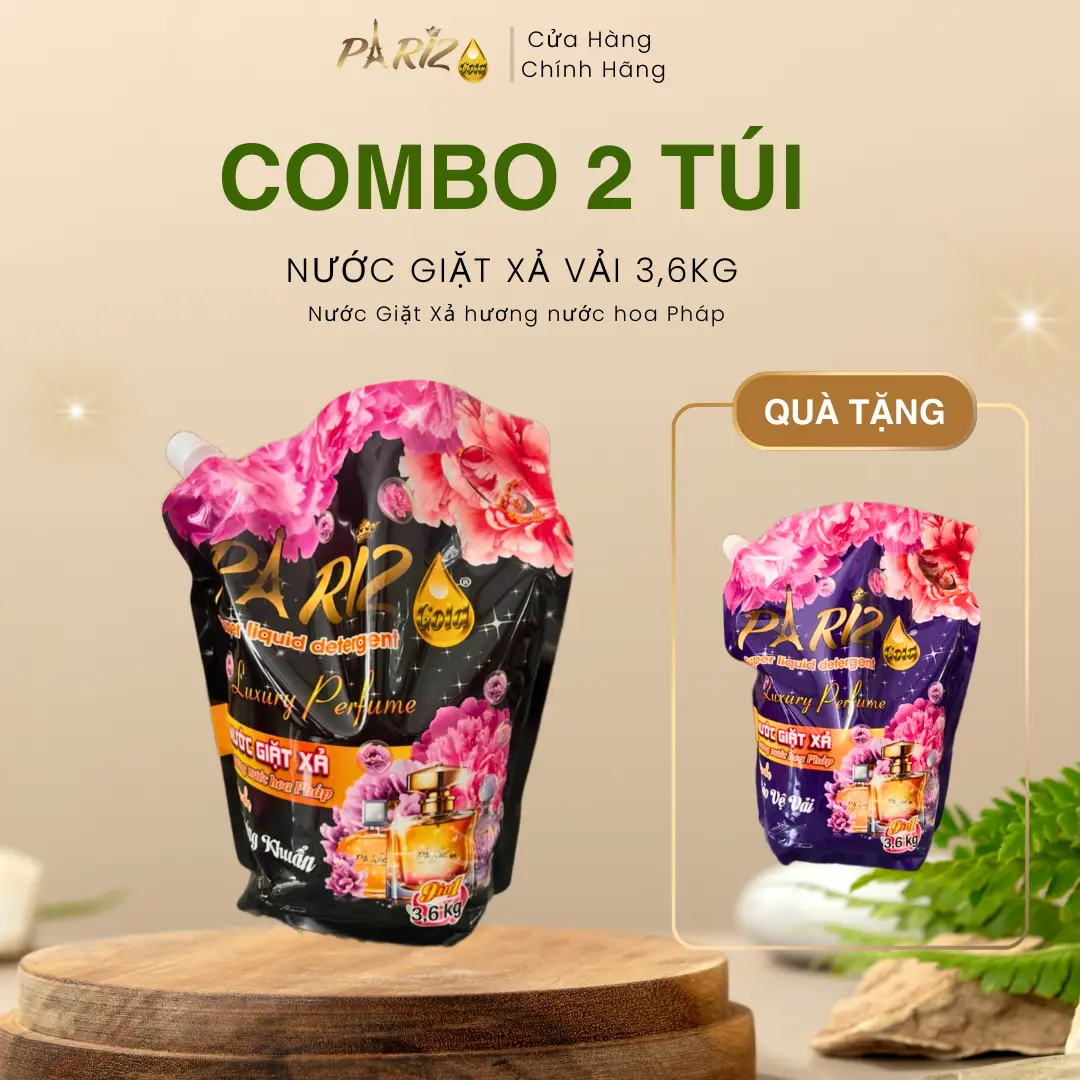 [Mua 1 Tặng 1] Combo 2 túi Nước giặt xả Pariz hương nước hoa - Túi nước giặt Pháp 3600ml tiết kiệm, thơm dai, Làm sạch (Giao màu ngẫu nhiên) xì bông nướcgiat  pariz