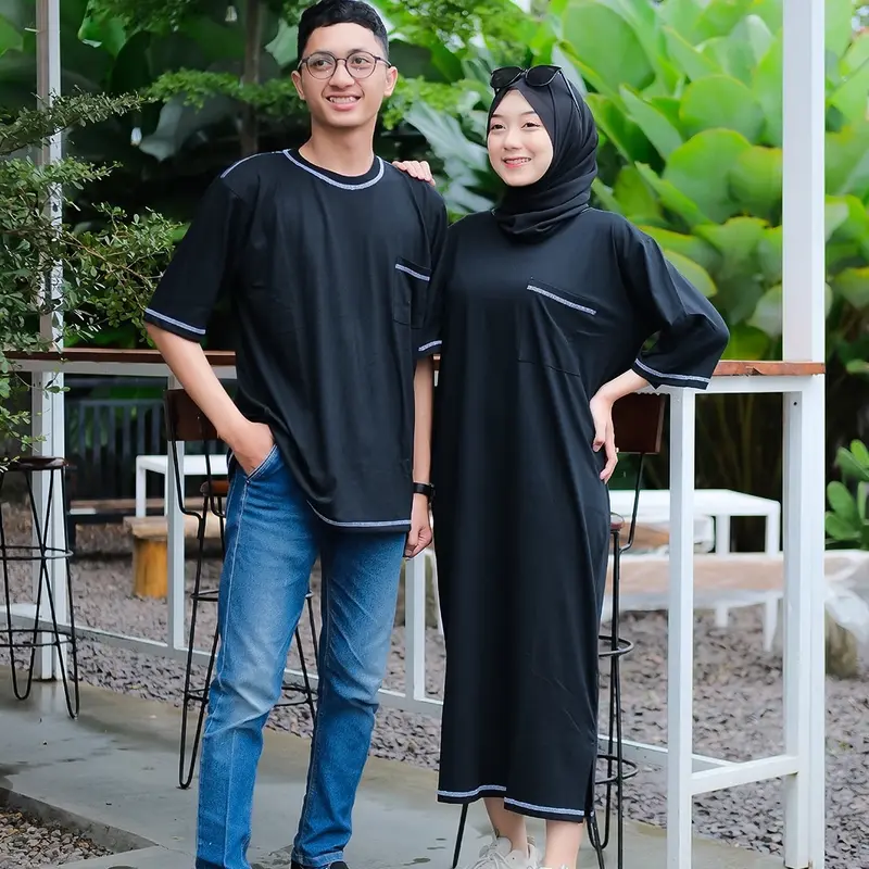Baju Couple Pasangan T-Shirt Pocket | Bisa Beli SATUAN Basic Combed Oversize Dress Lembut Kaos Tee Tunik Tangan Katun Polos Kain Atasan 4