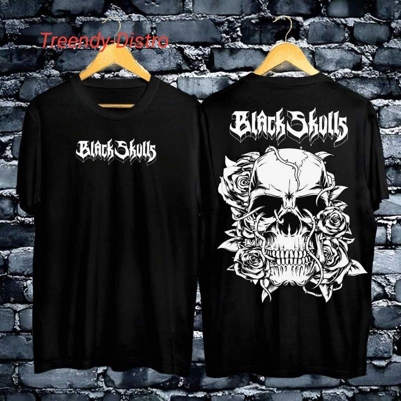 Kaos Premium Pria Tshirt Distro Motif BlackSkull Pakaian Pria / Koas Distro Premium Gaya Liburan 6