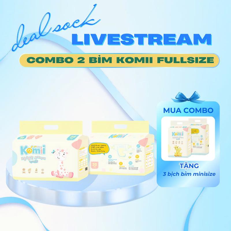[MUA 2 TẶNG 3] 2 Bịch Tã/Bỉm Komii Fullsize cao cấp Hàn Quốc - TẶNG 3 BỊCH KOMII MINISIZE