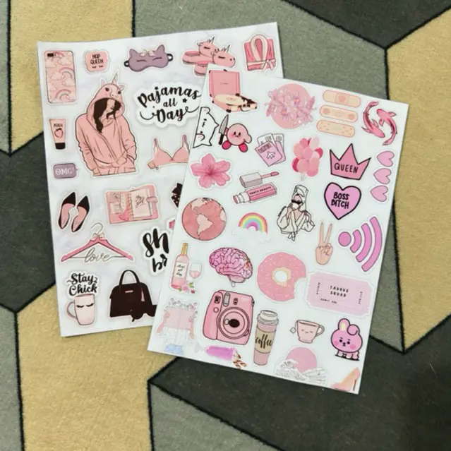 Stiker Aesthetic Girl untuk Laptop, Tumblr HP, dan Diary - Vinyl Anti Air dengan Laminasi Glossy/Doff - Book - Paper, Sticker Stationery 3