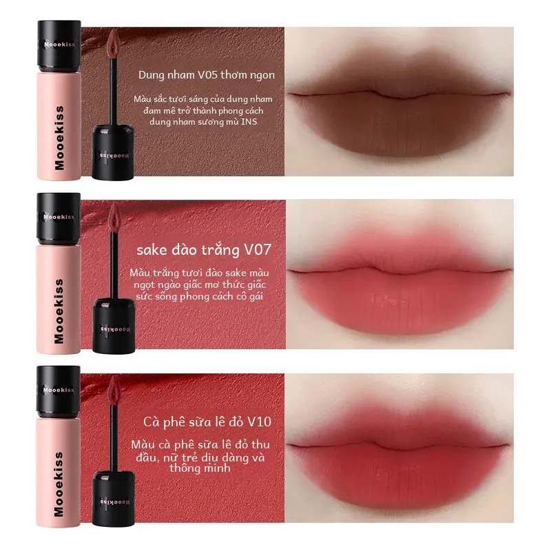 Son Dưỡng Môi Moukiss Son Môi Lớp Hoàn Thiện Lì Trang Điểm Cosmetic Women Nữ Mỹ Phẩm