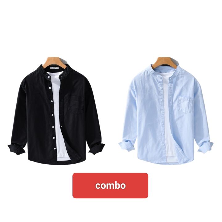 Áo sơ mi Đũi nam dài tay kiểu dáng Basic Menswear Đũi cổ tàu 5