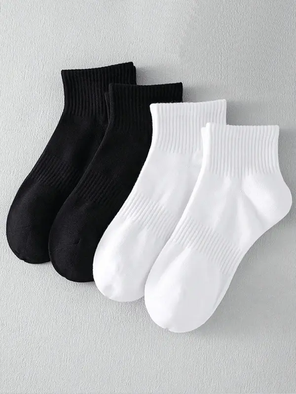 Men's 4 Pairs Classic Plain Crew Socks, Casual Moisture Wicking Socks, Soft Comfy Breathable Socks for All Seasons Daily Wear 0