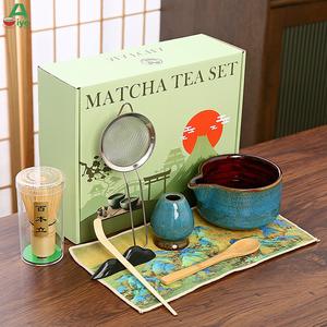 ชุดสูทญี่ปุ่น AiyoCha 4 ชิ้น พร้อมชามเคลือบจุกนมและ Bamboomatchawhisk Hyakuhonritsu Matchamaker ชุดพิธีชงชาราชวงศ์เพลง เครื่องมือพิธีกรรมที่สมบูรณ์แบบสำหรับบ้านและสำนักงาน เหมาะสำหรับผู้เริ่มต้น ของขวัญผ่อนคลาย