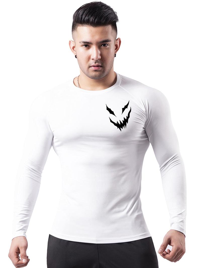 Product Introduction of Men's Tight Graphic Raglan Sleeve Tee, Street Fashion Casual Soft Comfy Round Neck Long Sleeve T-shirt for Spring & Fall, Men's Top for Outdoor Workout Running 17