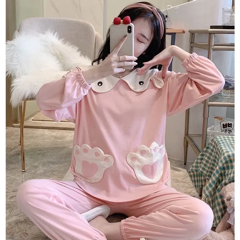 Bộ bầu và sau sinh DUNGDOOP túi chân gấu dài tay , cổ lá sen tai thỏ có vén lật hai bên cho con bú, đồ bầu mặc nhà cotton mềm MB014