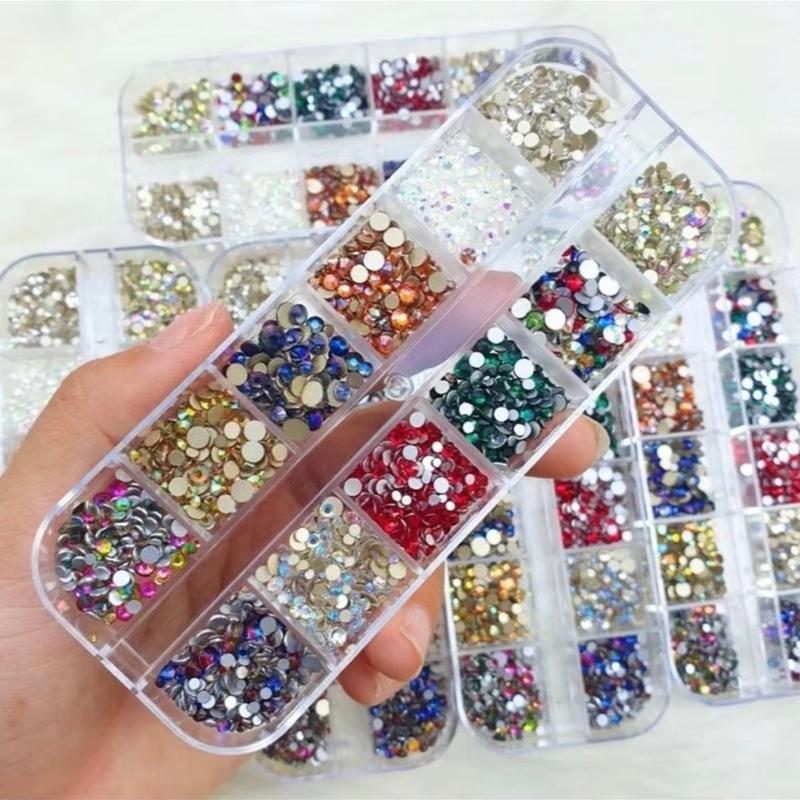  Đá chân keo lưới 12 ô - mix màu - trắng trong- vàng trà - bảy màu - làm nail 