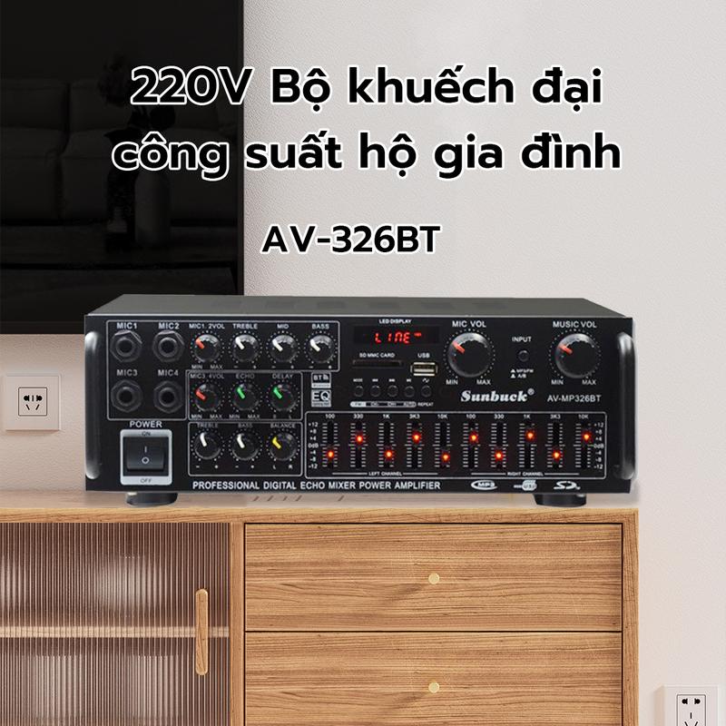  Amly karaoke bộ khuếch đại 326BT hàng  cổng 12v 220v có bluetooth  Bộ khuếch đại Bluetooth ô tô   gia đình BT-198A Nghe Nhạc   Bộ khuếch đại công suất gia đình 220V tiêu chuẩn Châu Âu AV-326BT 