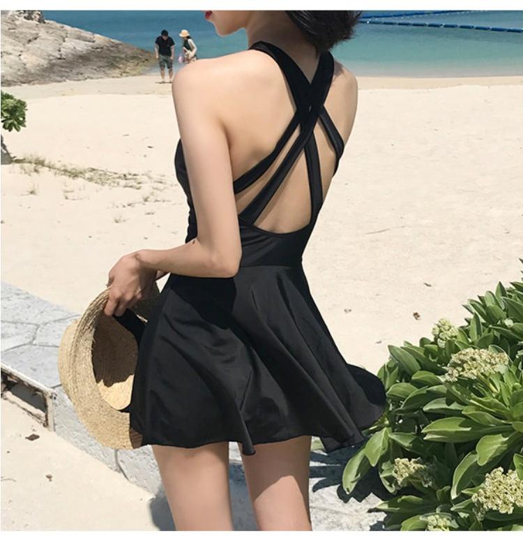 Product Introduction of 2023 Korea Style One Piece Women Swimsuit Conservative Monokini Hot Spring Swimwear Backless Skirt Holiday Beachwear 11