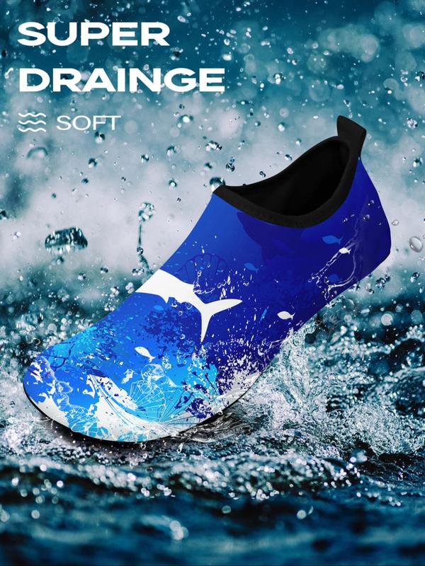 Men's Random Print Water Quick-dry Aqua Shoes, Casual Barefoot Beach Aqua Socks Swim Shoes for Women & Men, Non Slip Beach Yoga Pool Camping Shoes 5