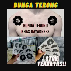 TATO SEMI-PERMANENT BUNGA TERONG KHAS DAYAK 1-3 MINGGU
